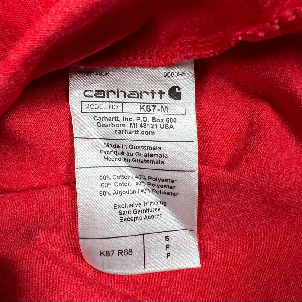 Carhartt Pocket T Shirt Loose Fit Short Sleeve Crew Neck Red Logo Men's Small